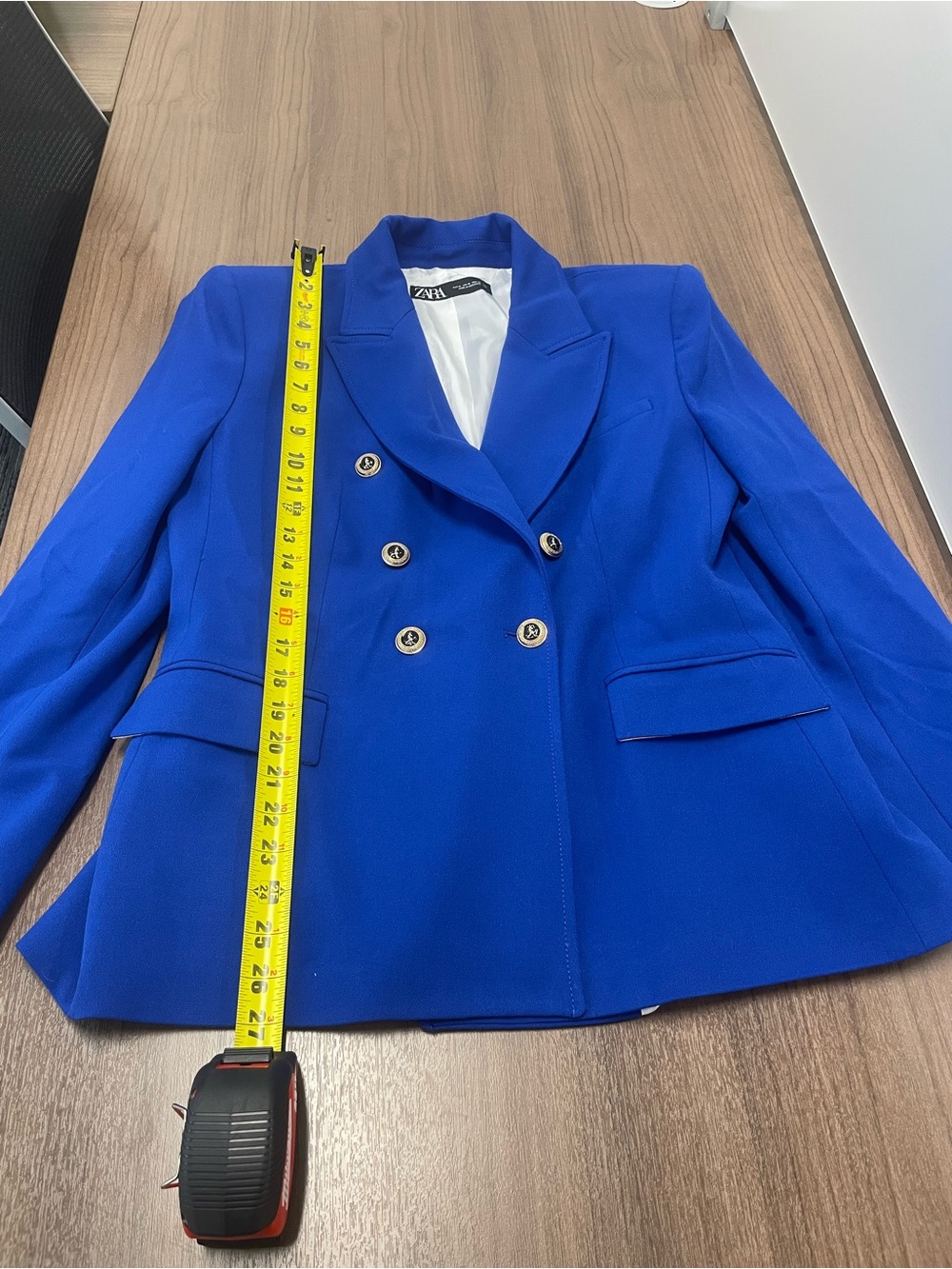 ZARA Double Breasted Blue Blazer size XL - Picture 6 of 9
